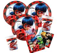Procos Kit de fête Miraculous Ladybug, 36 pièces, assiettes en carton, gobelets en carton, serviettes pour anniversaire d'enfant