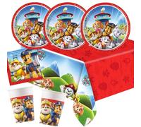 Procos Kit de fête Paw Patrol Rescue Heroes 37 pièces | Assiettes en carton, gobelets en carton, serviettes, nappe, pour 8 enfants