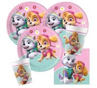 Procos Kit de fête Paw Patrol Skye & Everest, 36 pièces, assiettes en carton, gobelets en carton, serviettes pour anniversaire d'enfant