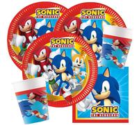 Procos Kit de fête Sonic the Hedgehog, 36 pièces, assiettes en carton, gobelets en carton, serviettes pour anniversaire d'enfant