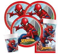 Procos Kit de fête Spiderman, 36 pièces, assiettes en carton, gobelets en carton, serviettes pour anniversaire d'enfant