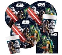 Procos Kit de fête Star Wars Galaxy, 36 pièces, assiettes en carton, gobelets en carton, serviettes pour anniversaire d'enfant