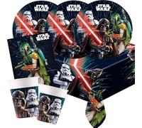 Procos Kit de fête Star Wars Galaxy, 37 pièces, assiettes en carton, gobelets en carton, serviettes, nappe pour anniversaire d'enfant