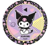 Procos Kuromi Lot de 8 assiettes jetables en carton pour fête d'anniversaire d'enfant FSC® 23 cm