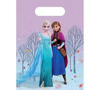 Procos Lot de 6 sacs de fête Disney La Reine des Neiges pour fête d'anniversaire d'enfant avec poignées de transport 17 x 25 cm en film plastique