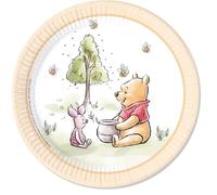 Procos Lot de 8 assiettes de fête Winnie l'ourson - Diamètre : 23 cm - En carton - Décoration d'anniversaire d'enfant - Assiettes en carton pour enfants