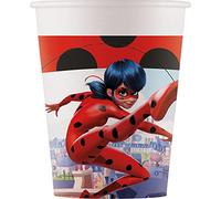 Procos Lot de 8 gobelets Miracolous Ladybug - Capacité maximale : 200 ml - Lot de 8 gobelets jetables en papier - Pour anniversaire d'enfant, fête - FSC® Mix