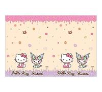 Procos Nappe Hello Kitty Kuromi en décoration pour anniversaire d'enfant et fête à thème, dimensions : 120 x 180 cm, facile à nettoyer, réutilisable, nappe pour fête d'anniversaire d'enfant