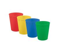 Procos - Set de gobelets en plastique, 4 pièces, réutilisables, vaisselle de fête pour anniversaire ou fête à thème, verre à boire, Couleurs Vives
