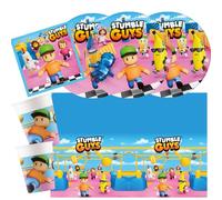 Procos Stumble Guys Kit de fête 37 pièces pour 8 enfants | Assiettes en carton, Gobelets en carton, Serviettes, Nappe, Pour anniversaire d'enfant