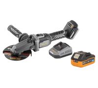 Procraft Industrial AG125Cbb Meuleuse d'angle sans fil à tête plate 20 V 125 mm Brushless + 1x batterie 4,0 Ah + chargeur
