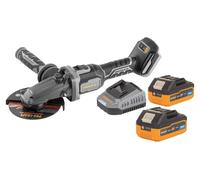 Procraft Industrial AG125Cbb Meuleuse d'angle sans fil à tête plate 20 V 125 mm Brushless + 2x batterie 4,0 Ah + chargeur