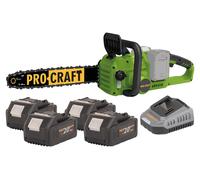 Procraft PCA42/2 tronçonneuse à chaîne sans fil 40 V ( 2x 20 V ) 406 mm Brushless + 4x batterie 4,0 Ah + chargeur