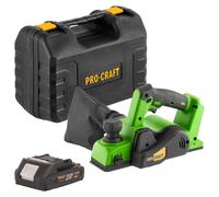 Procraft PE20BLbb Rabot sans fil 20 V 82 mm Brushless + 1x batterie 2,0 Ah + coffret - sans chargeur