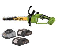 Procraft PKA33-BB Tronçonneuse à chaîne sans fil 20 V 304 mm Brushless + 2x batterie 2,0 Ah + chargeur