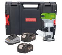 Procraft POB24bb Fraiseuse multifonctions sans fil 20 V 6 / 8 mm Brushless + 2x batterie 4,0 Ah + chargeur + boîte à outils RHINO