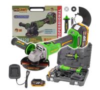 Procraft PWA220 Meuleuse d'angle sans fil 20 V 125 mm Brushless + 1x batterie 4,0 Ah + chargeur + coffret