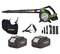 Procraft VB20 Souffleur et aspirateur de feuilles à batterie 40 V ( 2x 20 V ) Brushless + 2x batterie 8,0 Ah - sans chargeur
