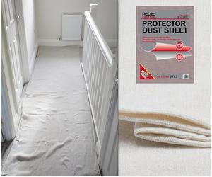 ProDec Advance Bâche Protector 7,2 m x 0,9 m en coton imperméable pour protéger de la peinture les escaliers, entrées, couloirs et sols, absorbe les liquides sans transpercer, réutilisable
