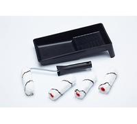 ProDec Advance Lot de 6 mini-rouleaux microfibre 100 mm poils moyens, monture et bac pour finition lisse avec émulsions et lasures sur murs intérieurs, plafonds et bois