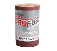 ProDec Advance Rouleau de 5 m de papier abrasif, oxyde d’aluminium, grain 180 très fin ProFlex ultra flexible, résistant aux fissures pour poncer bois, peinture, plâtre, joints, métal et plus