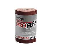 ProDec Advance Rouleau de 5 m de papier abrasif, oxyde d’aluminium, grain 80 moyen ProFlex ultra flexible, résistant aux fissures pour poncer bois, peinture, plâtre, joints, métal et plus