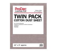 ProDec Contractor Lot de 2 bâches 3,6 m x 2,7 m en coton pour les travaux de peinture, protection des moquettes, lavables, bâches robustes pour protéger le mobilier