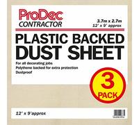 ProDec Contractor Lot de 3 bâches pro 3,6 m x 2,7 m doublées polyéthylène pour protéger de la peinture les escaliers, entrées, couloirs et sols, absorbent les liquides sans transpercer, réutilisables