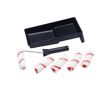 ProDec Contractor Lot de 7 articles dont 5 mini-rouleaux tissés 100 mm, monture et bac pour finition lisse avec émulsions sur murs intérieurs et plafonds