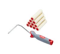 ProDec Lot de 11 pièces, 10 mini-rouleaux mohair 100 mm et monture | finition lisse avec peinture brillante ou satinée, vernis et lasure sur plinthe, porte, placard, métal