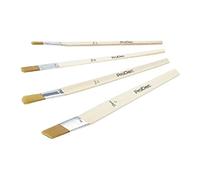 ProDec Lot de 4 pinceaux Plats à tête inclinée, 6 mm, 12 mm, 19 mm, 25 mm | fibres synthétiques, application précise, lignes nettes, travaux de détail, retouches, encadrements de fenêtre, angles, etc.