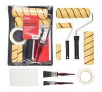 ProDec Lot pour professionnels, 11 articles, rouleaux, bac, pinceaux, bâche, ruban de masquage, rouleaux pour murs et plafonds avec émulsions, mini-rouleau pour émulsion