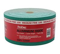 ProDec Rouleau de 50 m de papier abrasif verte, oxyde d’aluminium, grain 100 moyen-fin pour poncer bois, peinture, joints, métal et plus, papier abrasif compatible avec les ponceuses électriques