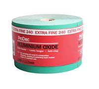 ProDec Rouleau de 50 m de papier abrasif verte, oxyde d’aluminium, grain 240 extra fin pour poncer bois, peinture, joints, métal et plus, papier abrasif compatible avec les ponceuses électriques
