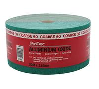 ProDec Rouleau de 50 m de papier abrasif verte, oxyde d’aluminium, grain 60 grossier pour poncer bois, peinture, joints, métal et plus, papier abrasif compatible avec les ponceuses électriques
