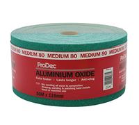 ProDec Rouleau de 50 m de papier abrasif verte, oxyde d’aluminium, grain 80 moyen pour poncer bois, peinture, joints, métal et plus, papier abrasif compatible avec les ponceuses électriques