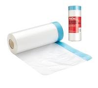 ProDec Rouleau de film de protection 110 cm x 25 m avec adhésif de masquage, anti-poussière et imperméable pour couvrir et protéger les sols et le mobilier pendant les travaux de peinture