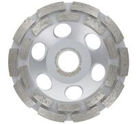 PRODIAMANT Premium Meules boisseaux diamantée 125mm x 22,2mm, double rangée, disque abrasif pour béton, pierre, maçonnerie, universel