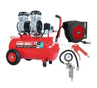 PRODIF Pack Compresseur Super Silent SIL850 50L 2CV + Enrouleur EN 20 + Soufflette + Poignée de Gonflage