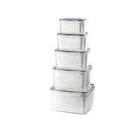 Produce Lot de 5 boîtes de rangement amovibles en polypropylène | Conteneurs de produits à couvercle PP tri de comptoir domestique