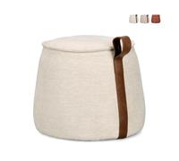Produce Shop Anila Bizzotto Pouf rond effet chenille avec poignée décorative 50 cm - Blanc