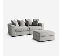 Produce Shop Canapé modulaire de salon déhoussable avec pouf et coussins Cortina D - Argent