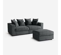 Produce Shop Canapé modulaire de salon déhoussable avec pouf et coussins Cortina D - Gris