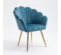 Produce Shop Fauteuil en velours design coquillage Maelis - Bleu clair