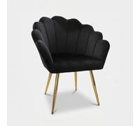 Produce Shop Fauteuil en velours design coquillage Maelis - Noir