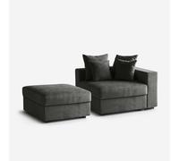 Produce Shop Fauteuil modulaire personnalisable avec pouf hydrofuge Cortina N SX - Gris foncé