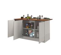 Produce Shop Îlot Central Moderne 3 Portes 155x90x90 cm avec Table Deaton pour Cuisine - Blanc - Chêne