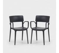 Produce Shop Lot de 2 fauteuils de jardin empilables pour intérieur et extérieur Antibes - Anthracite