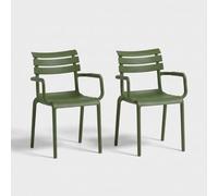 Produce Shop Lot de 2 fauteuils de jardin et d'intérieur empilables Punat - Vert