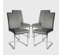 Produce Shop Lot de 4 chaises de salon contemporain Moiré - Gris